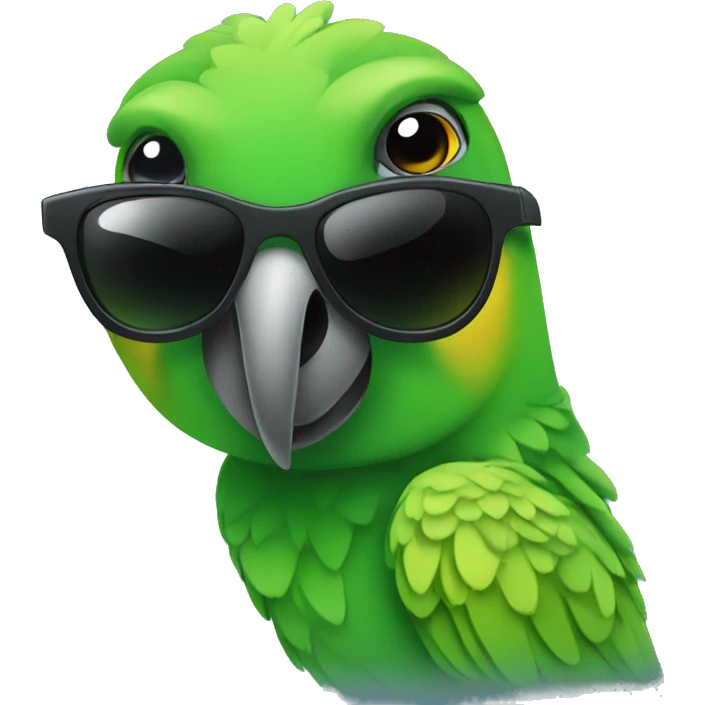 Green parrot wearing sunglasses  emoji