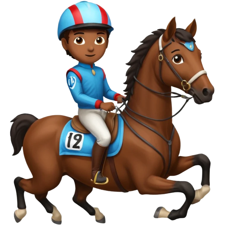 black boy riding horse wearing racing cloth black emoji