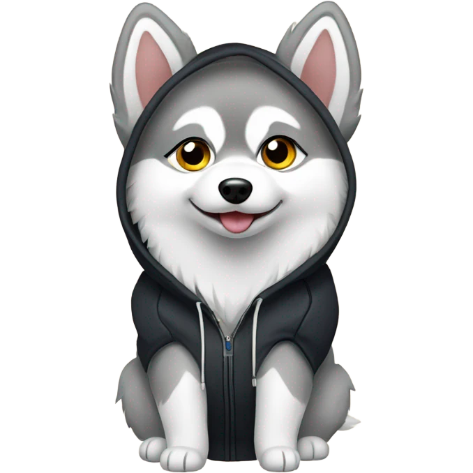 Pomsky wearing a hoodie emoji