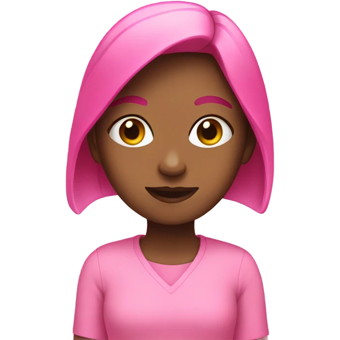 A girl wearing pink emoji