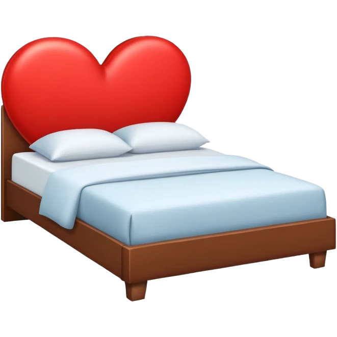 bed with a large red heart replacing the headboard emoji