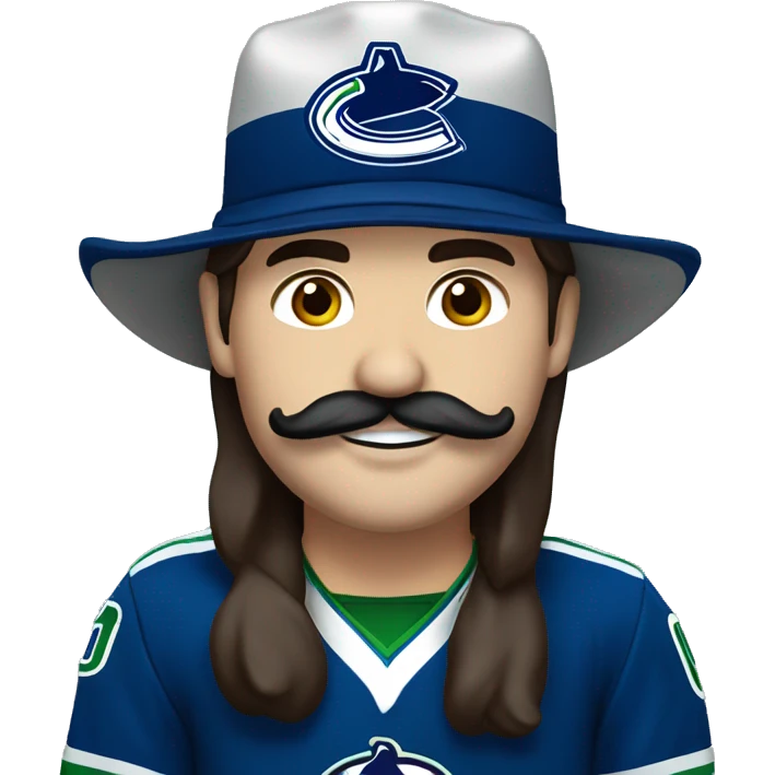 handsome brunette vancouver Canucks fan with moustache and hat emoji