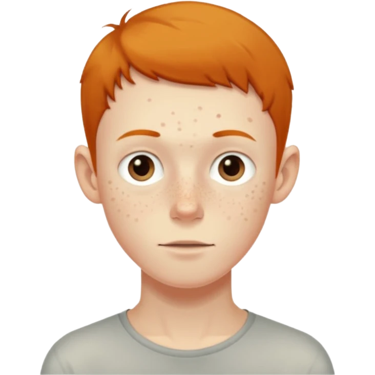 a skinny pale boy with very short thin hair and a bit of freckles emoji