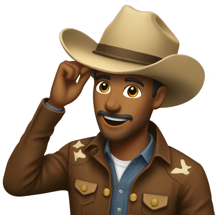 Cowboy tipping his hat above head emoji