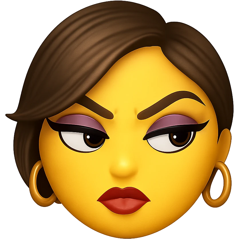 slay emoji, fierce side-eye, fashionable and chic, no background emoji