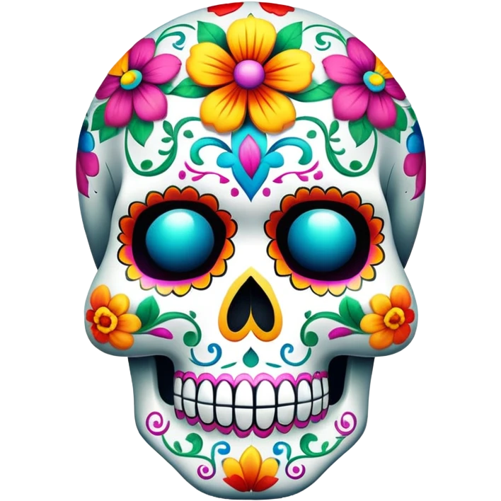 colorful decorated sugar skull with floral patterns emoji