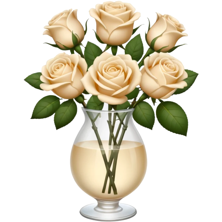 Cream color roses in glass vase emoji