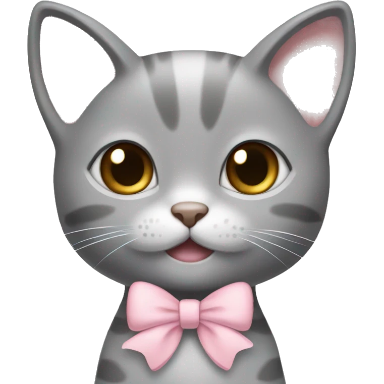 grey kitten with a light pink bow emoji