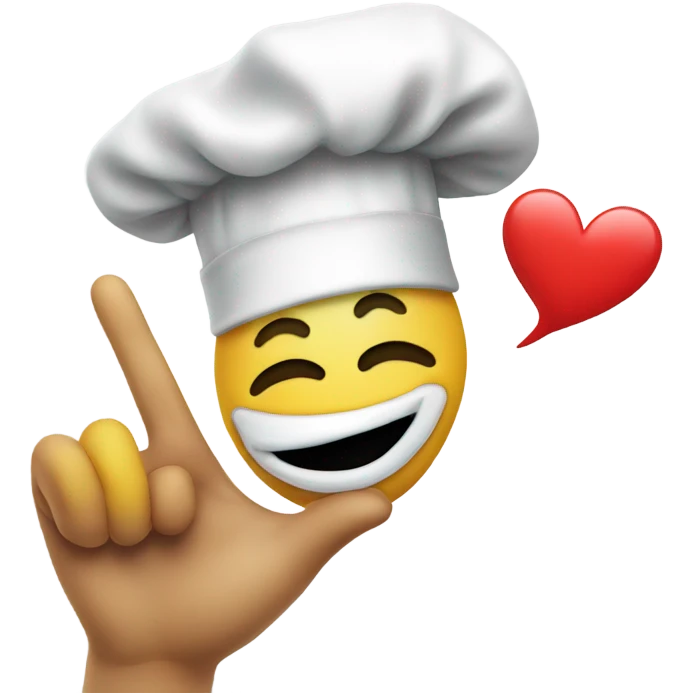 Emoji blowing a kiss with a heart wearing a chefs hat emoji