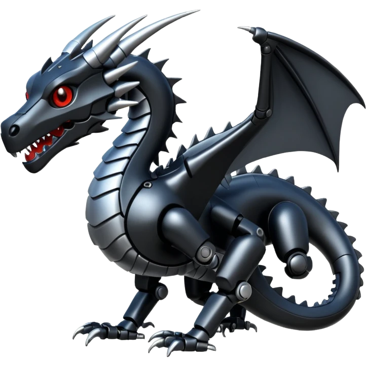 black robotic dragon emoji