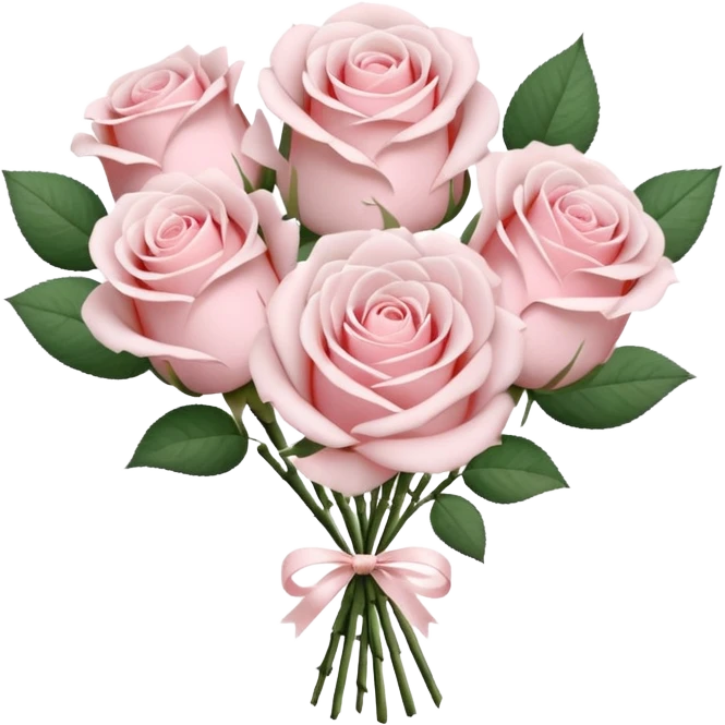 A bouquet of pale pink roses in white packaging emoji