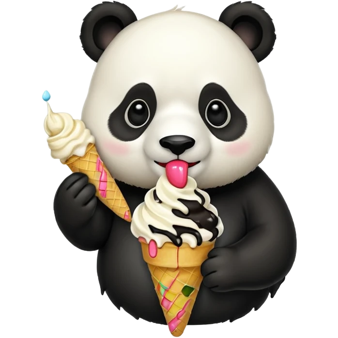 Panda eating ice cream emoji