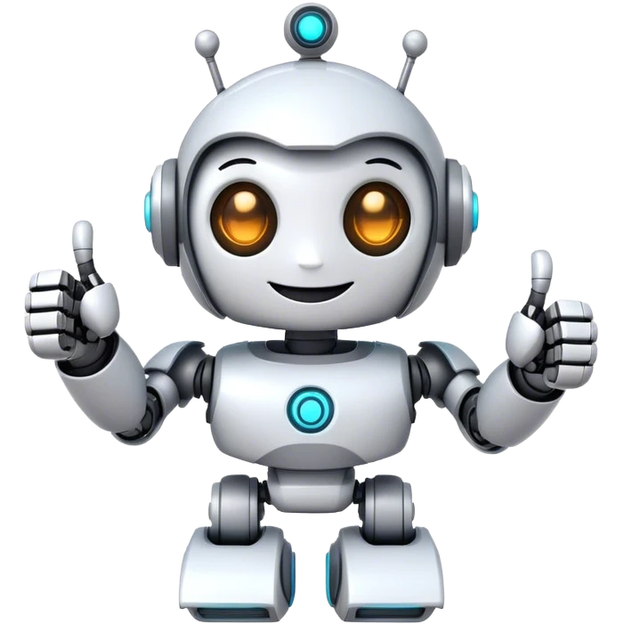 cute girly robot with a big smile, portal design , giving a big thumbs-up emoji