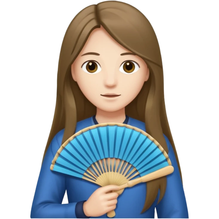 long haired folding fan holder emoji