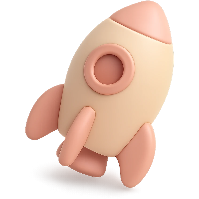 minimalist 3D poly icon of a rocket emoji