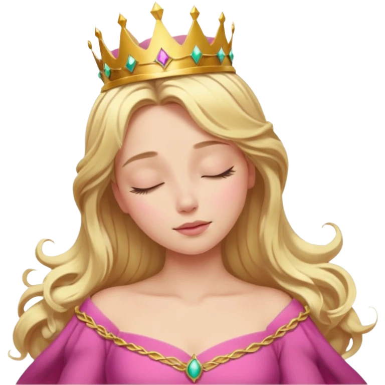 Aurora princess, sleeping beauty, closed eyes, crown, flowing hair emoji
