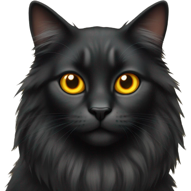 Long haired Half black half orange cat with yellow eyes  emoji