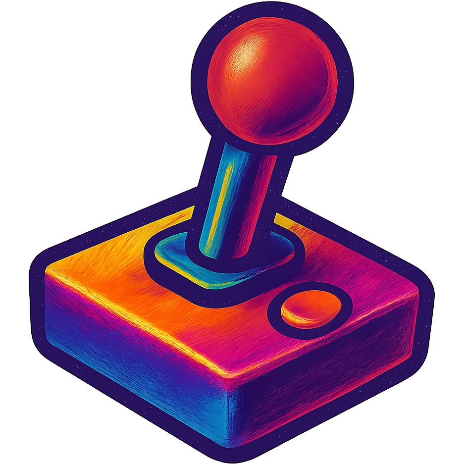 arcade joystick, 1980s style, bold colors emoji