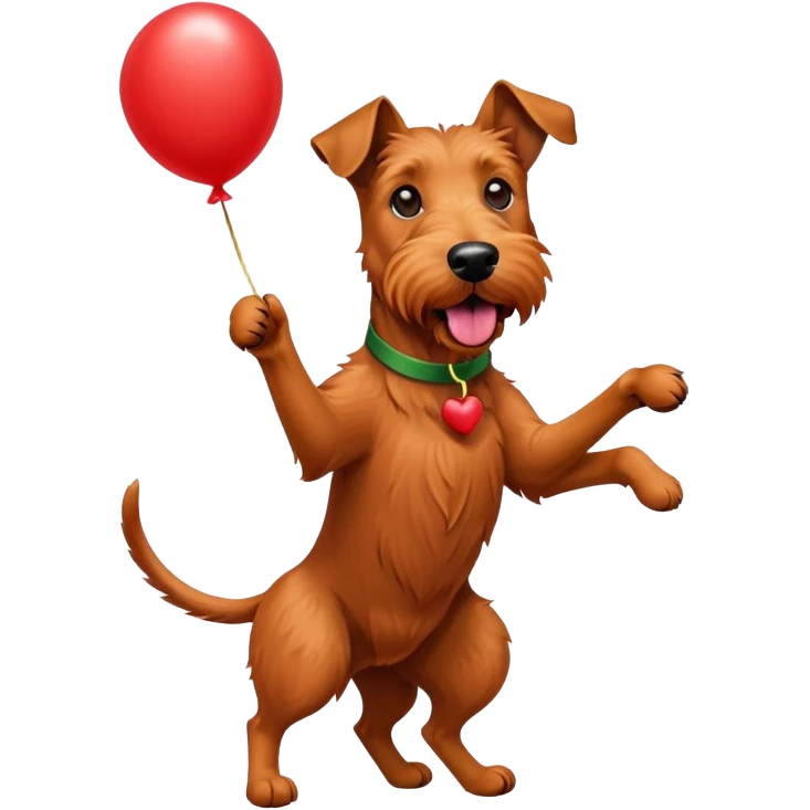 Irish terrier holding balloon emoji