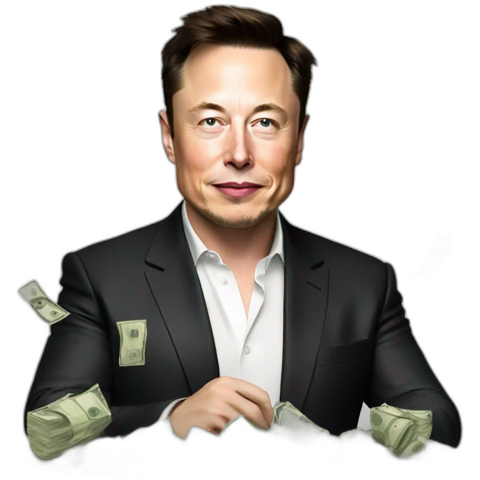 Elon Musk with money emoji