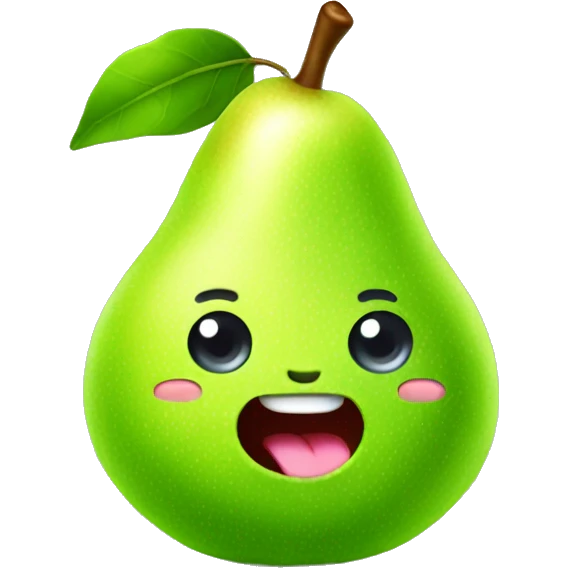 Shiny Green Cute pear with tongue emoji