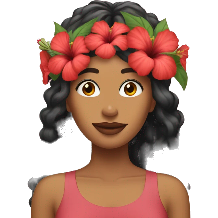 Hibiscus flower crown on womans head emoji