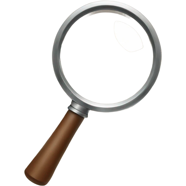 Brown white magnifying glass emoji