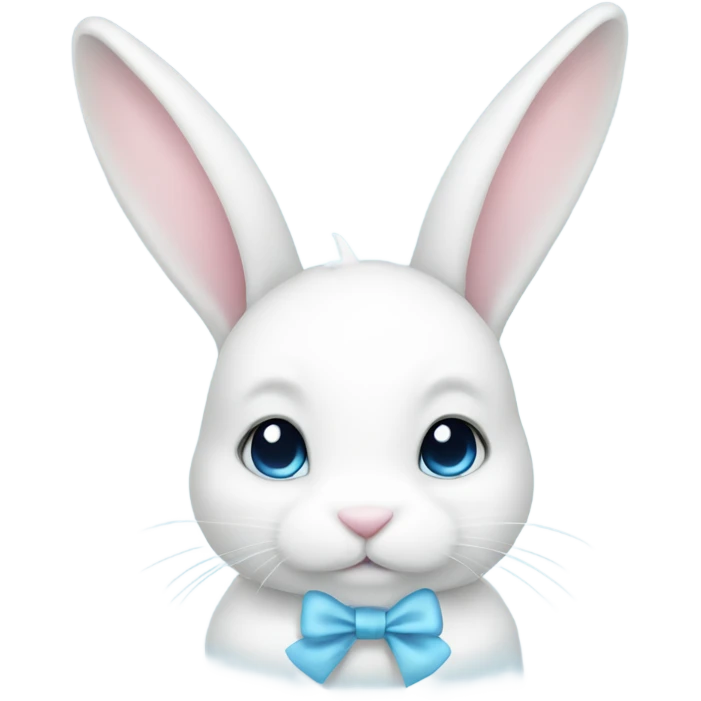 White bunny with pastel blue bow  emoji