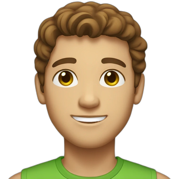 smiling green-eyed brown-haired man with light skin  emoji