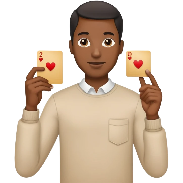 black man holding a card up in one hand emoji