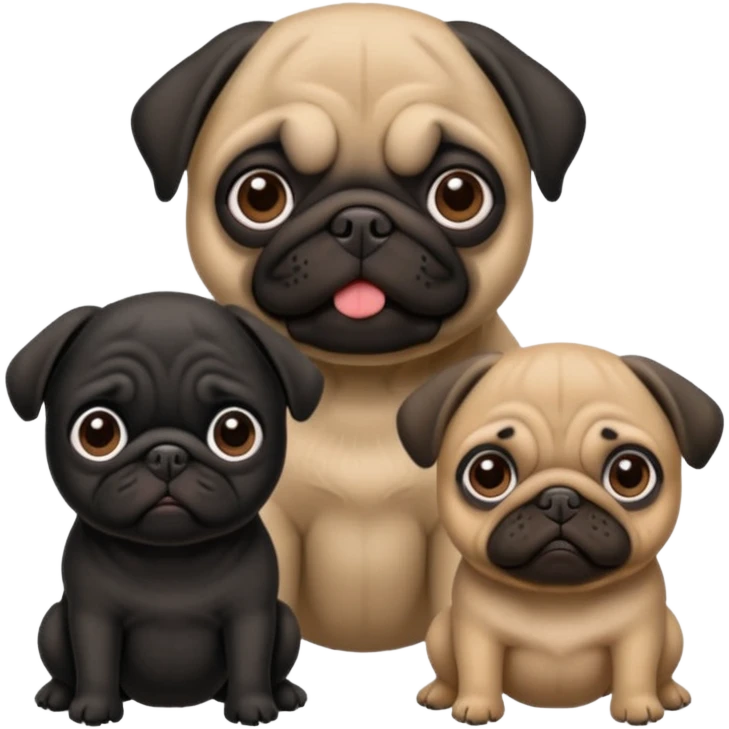Black pug and fawn pug emoji