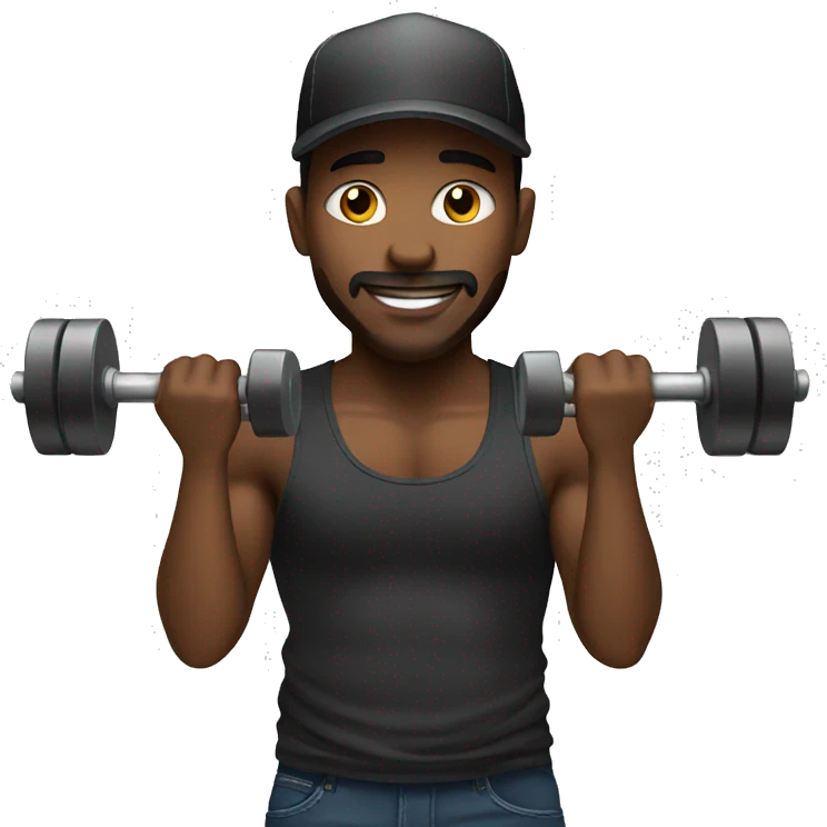 Black trucker lifting weights emoji