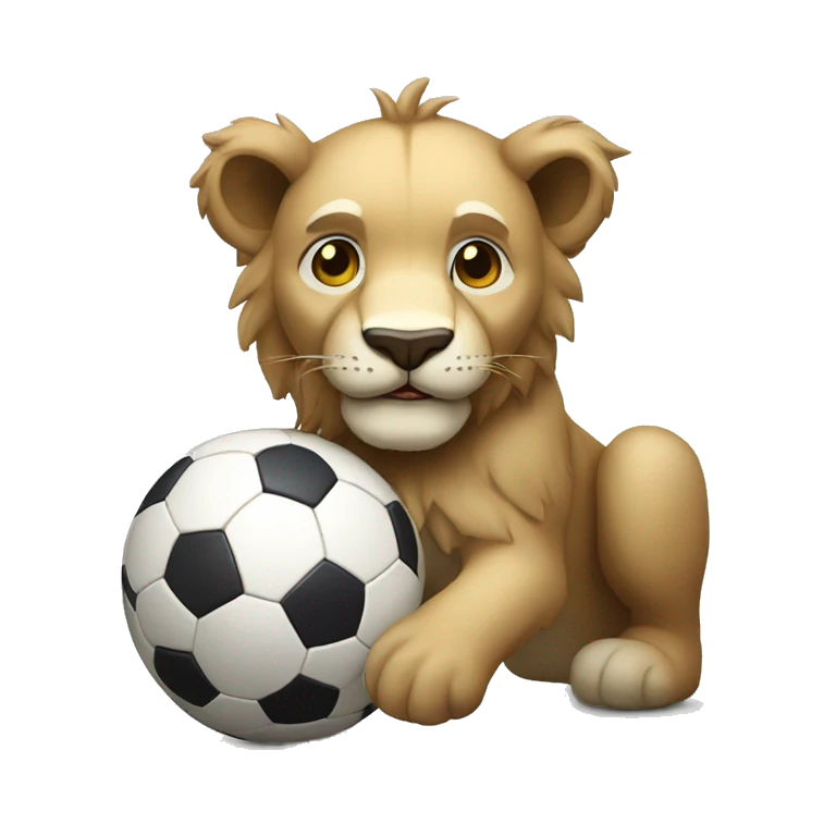 Un leon con un balon de futbol emoji