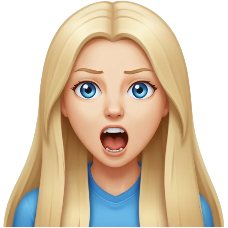 beautiful white girl with long straight blonde hair blue eyes screaming yelling emoji