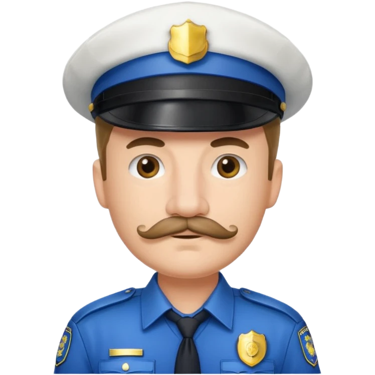 Male police officer wearing white cap, mustache, realistic portrait emoji