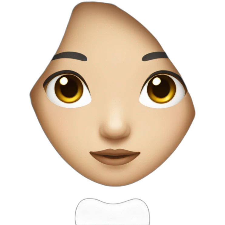 asian girl with black and long hair, black eyes. emoji