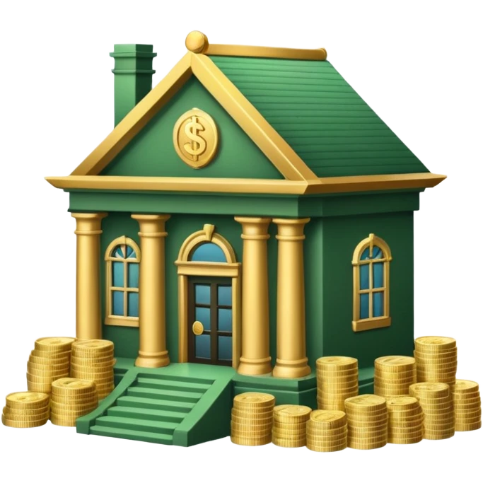a bankhouse with money emoji