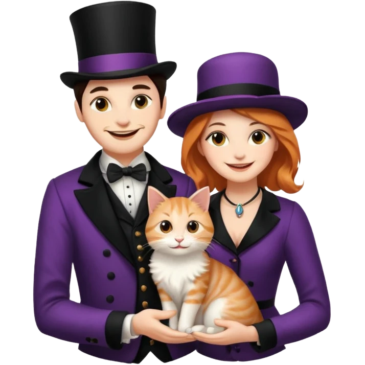 I'llmagician couple and their pet cat emoji