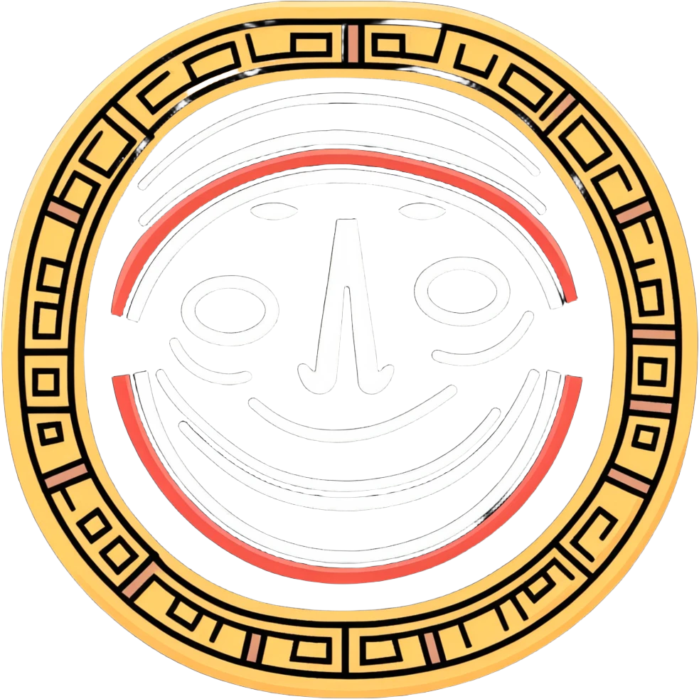 Mayan glyphs for messaging: happy face when receiving a message, sad face when no reply, letter symbol, all in minimalist geometric style emoji