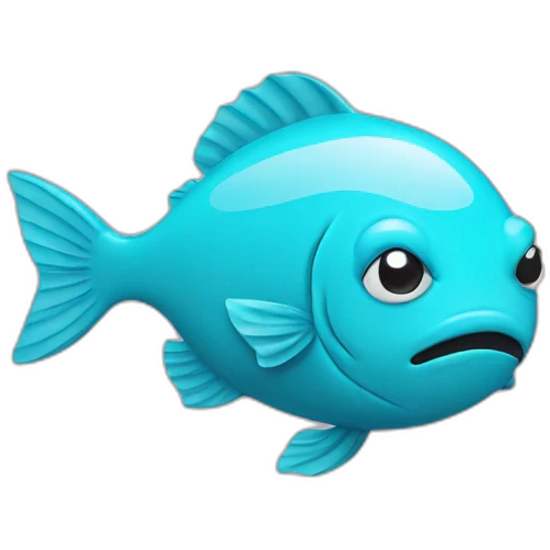 sad fish with tears, cyan, flat, left emoji