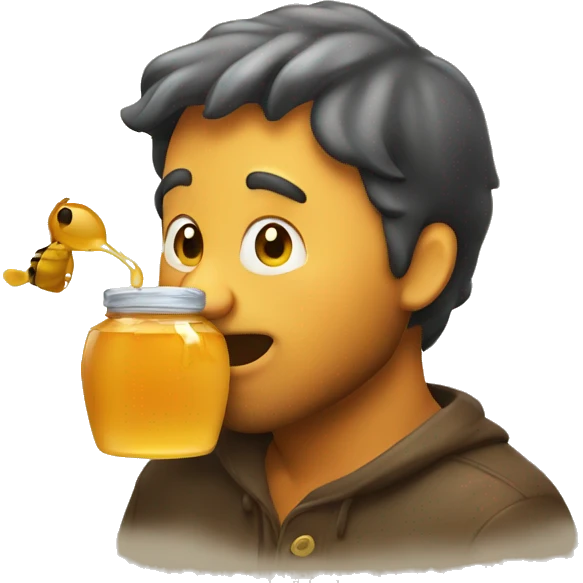 Man eating honey from honey pot  emoji