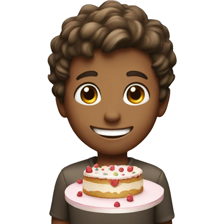 boy with cake smiling emoji