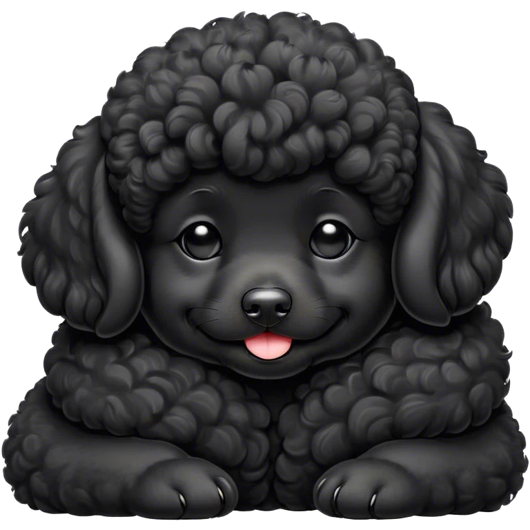 Meme-Worthy Cute Sleeping Black Poodle Portrait Emoji, Head resting peacefully with a contented smile, showcasing a delightfully elegant build and a luxuriously soft, curly jet-black Fur, eyes shut in a serene nap, Simplified yet hilariously adorable features, highly detailed, glowing with a soft, drowsy light, high shine, relaxed and utterly lovable, stylized with an air of playful laziness, bright and heartwarming, soft glowing outline, capturing the essence of a comically sleepy companion, so meme-worthy it feels like it could instantly become the next viral sensation of adorable slumber! emoji