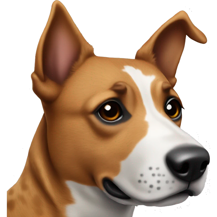 brown cattle dog with a thin white nose stripe and black dots emoji