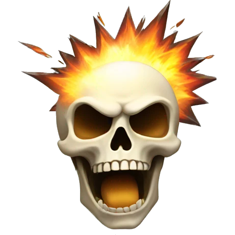 Skull head with an Explosion Head emoji