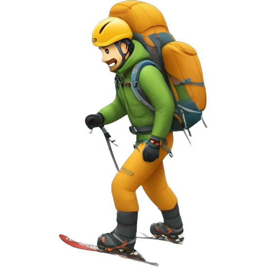 Hombre alpinista subiendo montaña emoji
