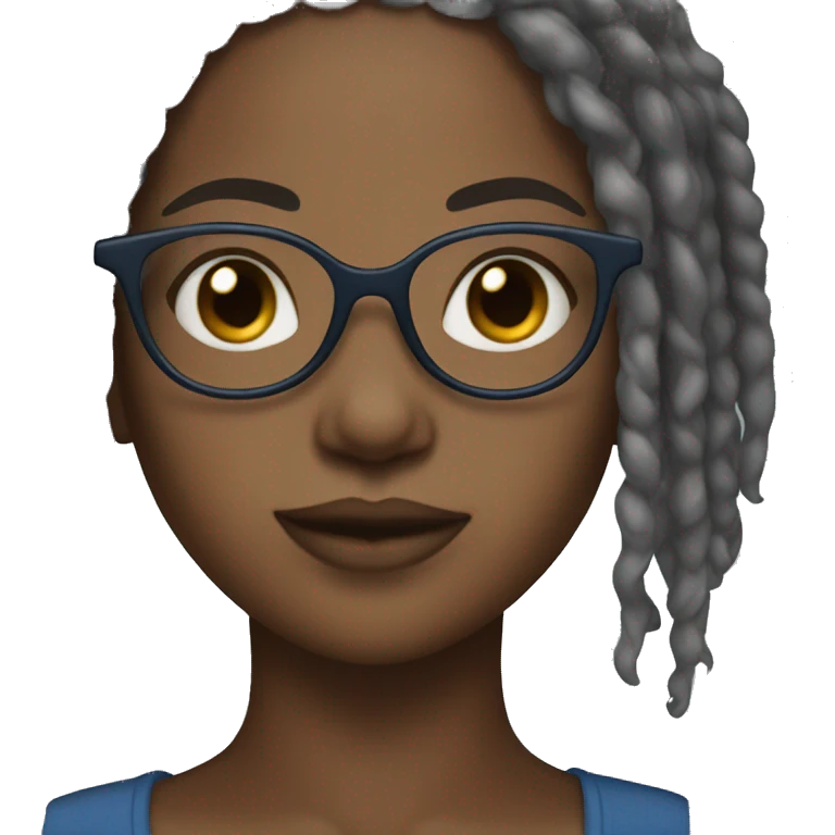 Black girl with microlocs and blue glasses emoji