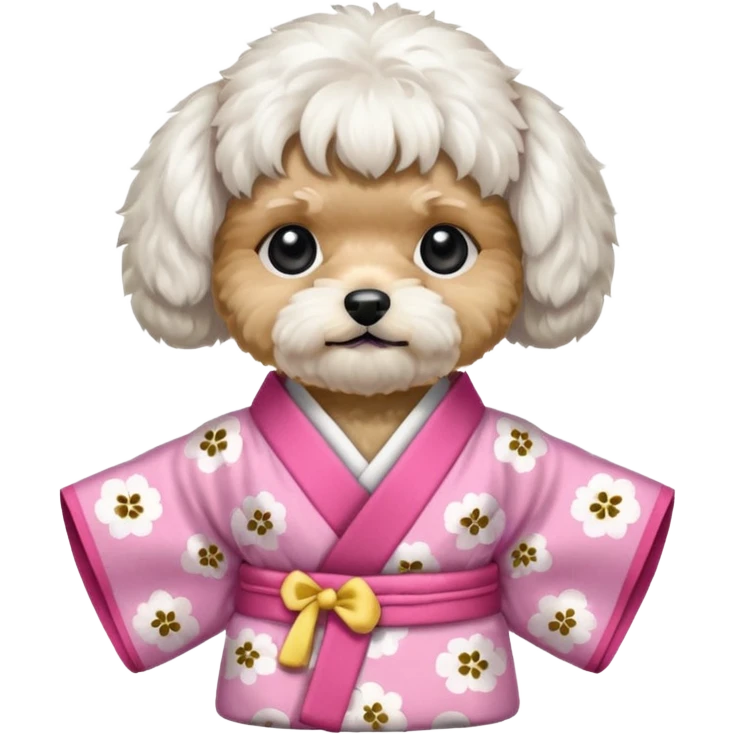 All White face Maltipoo with pink kimono emoji