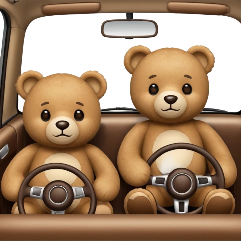 Two teddy bears in car emoji