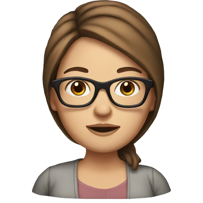 Pregnant White woman with long brown hair and glasses emoji